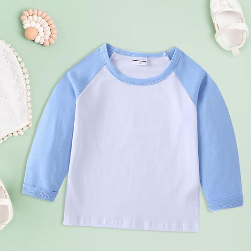 Toddler Long Sleeve Color Block T-Shirts Cotton Crewneck Tees Soft Undershirt Shirt Top for Baby Boys Toddler Clothes in Saudi Arabia