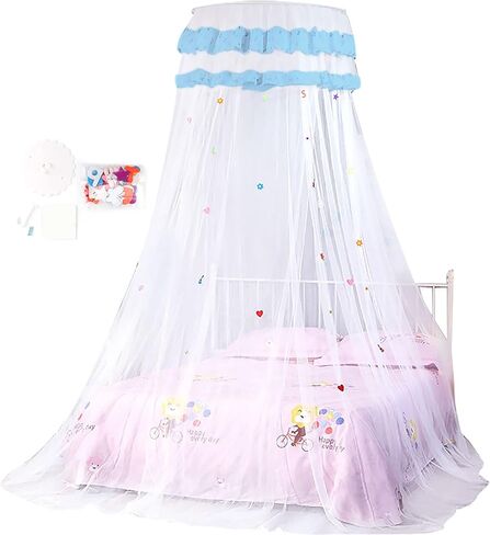 Alvinlite Deptible Dome Mosquito Net ، Round Round Summer Baby Crib Mesh Canopy Bed Netting Children Room Decoration -007 (Pink) Dome in Saudi Arabia