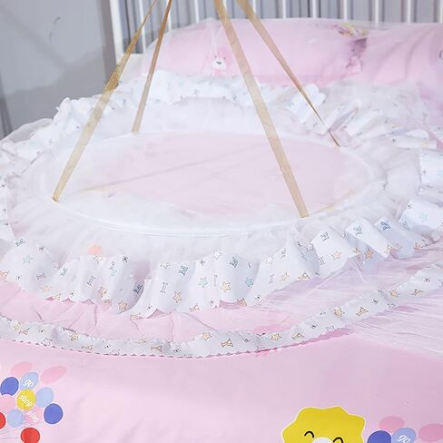 Alvinlite Deptible Dome Mosquito Net ، Round Round Summer Baby Crib Mesh Canopy Bed Netting Children Room Decoration -007 (Pink) Dome in Saudi Arabia