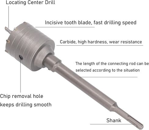 8Pcs Concrete Hole Saw with 220mm Plus Shank, Hole Saw Kit 30mm 40mm 50mm 65mm with 3 Core Drills Hole Opener Cutter for Cement Brick Concrete Stone Wall in Saudi Arabia