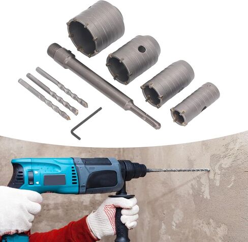 8Pcs Concrete Hole Saw with 220mm Plus Shank, Hole Saw Kit 30mm 40mm 50mm 65mm with 3 Core Drills Hole Opener Cutter for Cement Brick Concrete Stone Wall in Saudi Arabia