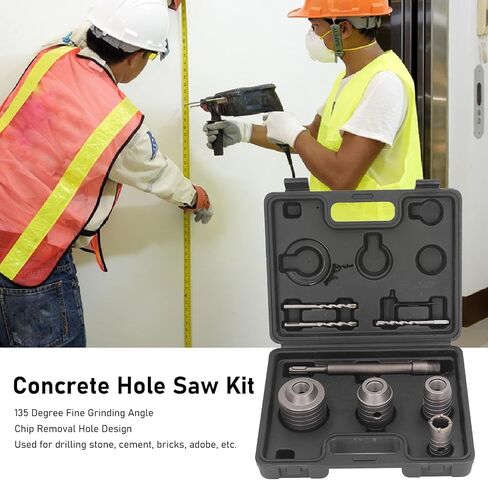 8Pcs Concrete Hole Saw with 220mm Plus Shank, Hole Saw Kit 30mm 40mm 50mm 65mm with 3 Core Drills Hole Opener Cutter for Cement Brick Concrete Stone Wall in Saudi Arabia