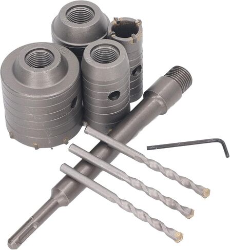8Pcs Concrete Hole Saw with 220mm Plus Shank, Hole Saw Kit 30mm 40mm 50mm 65mm with 3 Core Drills Hole Opener Cutter for Cement Brick Concrete Stone Wall in Saudi Arabia