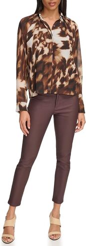 Calvin Klein Women's Printed Button Up Long Sleeve Blouse in Saudi Arabia