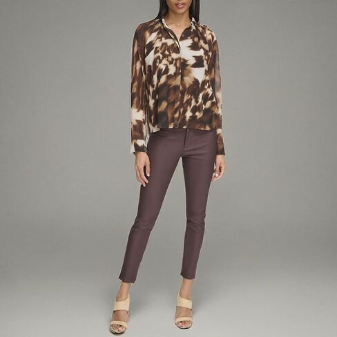 Calvin Klein Women's Printed Button Up Long Sleeve Blouse in Saudi Arabia