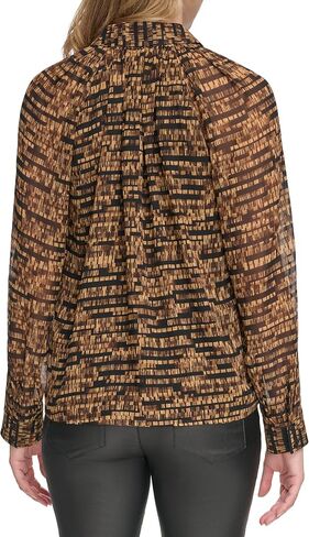 Calvin Klein Women's Printed Button Up Long Sleeve Blouse in Saudi Arabia