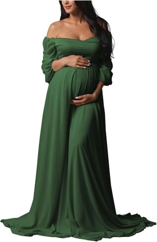 Sevintage Maternity Dress for Photoshoot Long Sleeve Chiffon Elegant Pregnancy Dresses Baby Shower Gowns in Saudi Arabia