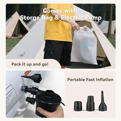 COMMOUDS Portable Toddler Travel Bed with Safety Bumpers, Inflatable Kids Air Mattress with Electric Pump, Baby Blow up Mattress, for Grandma's Home Camping Vacation in Saudi Arabia