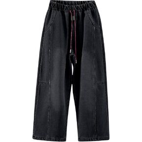 Straight Wide Leg Jeans for Kids Teens Baggy Y2k Loose High Elastic Waist Denim Pants Summer Casual