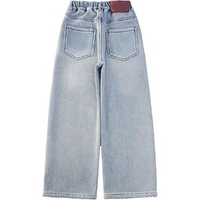 Girls Straight Wide Leg Baggy Jeans Elastic Waist Streetwear Denim Pants Y2k Casual Loose Long Trousers Summer Clothes