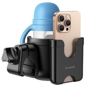 حامل كأس عربة مع حامل الهاتف-Lamicall 2-in-1 مستقر لمكافحة العربات المضادة للانزلاق ، حامل الهاتف لـ Uppababy ، Doona ، Nuna ، Jogger ، Britax ، Bugaboo ، Walker ، Bike ، Scooter ، Chooter