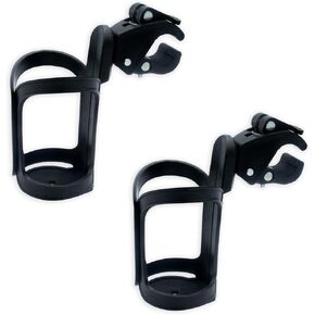 NCGDPZY Universal Bike Cup Holder, 2-Pack 360° Rotatable Large Caliber Design Cup Holder for Bike, Stroller, Wheelchair, Walker & Scooter, High-Strength Nylon, One-Click Lock System, Black