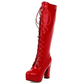 Agodor Women's Goth Knee High Platform Boots Lace up Gothic Chunky High Heel Combat Boots