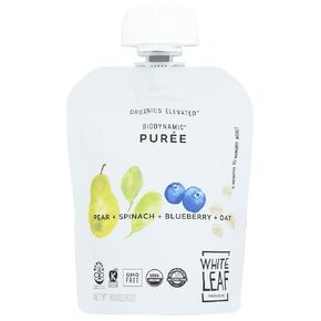 White Leaf Provisions Organic Pear Spinach Blueberry Oat Baby Food Puree, 3.17 OZ