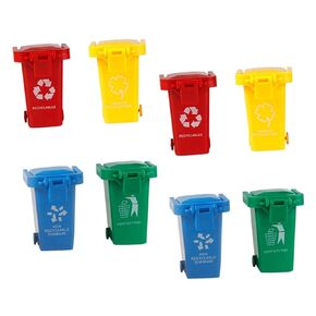 SUPVOX 8Pcs Push Trash Can Garbage Can for Fun Play and Learning for Sorting Home Decoration Birthday
