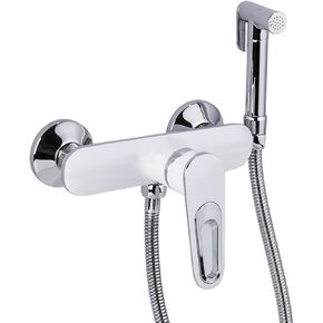 Handheld Bidet Sprayer Compatible with Toilet Brass Baby Cloth Diaper Sprayer Compatible with Hot and Cold Water Portable Bidet Faucet with Bidet Hose Compatible with Fem（White）