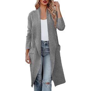 QWENTMTNTY Women's Wool Trench Coats Long Classic Winter Lapel Collar Belted Pea Coats Fashion Loose Wool Peacoat Jackets