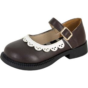Girls Dress Shoes Toddler Flower Girl Low Heels Mary Jane Flat for School Uniform Wedding (Little/Big Toddler Shoes