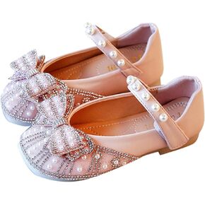 Toddler Flower Girl Dress Shoes Rhinstones Pearls Bow Ballet Flat𝐬 Wedding Part𝐲 Girls Toddler Mary Baby Shoes Girl