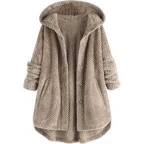 LCMTWX Womens 2023 Winter Fuzzy Fleece Jacket Fleece Sleeve Plus Size Women Women's Coat Solid Oversized Fuzzy Fleece