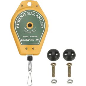 PATIKIL Retractable Spring Balancer, 1.1-3.3lbs (0.5-1.5kg) Bearing Spring Tool Load Balancer 9 Feet Adjustable Cable Retractor Holder with Positioner for Assembly Line Hanging, Yellow