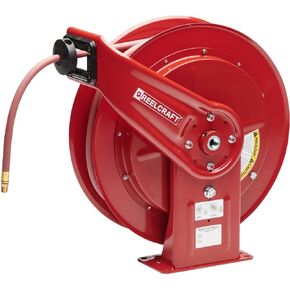 Reelcraft HD76100 OLP Heavy Duty Spring Retractable Hose Reel, 3/8" x 100', 300 Psi, Air/Water Hose Included