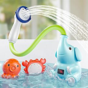 G-Wack Baby Bath Toys Prakerer Duffe Head مع مقياس حرارة الماء للمواليد الجدد والأطفال الصغار والأطفال | إكسسوارات الأطفال ، والضروريات في حوض الاستحمام أو بالوعة | شامبو حمام USB إعادة شحن-ⅰ