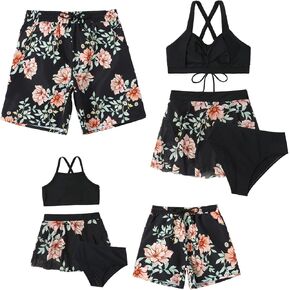 Matching Family Swimsuit Set Mommy and Me High Waisted Bikini Bathing Suit Two Piece V Neck Girls Swimsuit