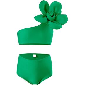 Swimsuit for Girls Two Piece Cute Toddler Baby Solid Bikini Set Fashion Floral Crop Tops Bottoms Beach Outfit Bathing Suit