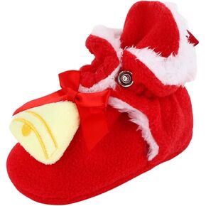 Toddler Shows Girls Soft Baby Santa Winter Warm Slippers Snow Boots Crib Shoes