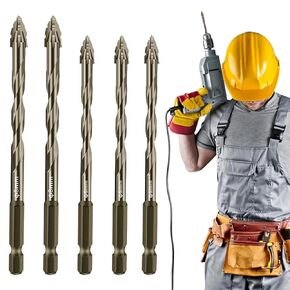 Relaxrich Drill Bits, Lifesparking Drill Bits, 2025 Upgraded Four-Flute Sawtooth Eccentric Drill Bit, High Hardness Skewed Head Eccentric for Glass, Metal, Brick, Tile (4/5/6/8/10/12mm)