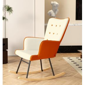 Glider Rocking Chair for Bedroom Chair, Comfy Accent Chair Reading Chair with High Backrest Armchair Teddy Soft Upholstered Living Room Chairs for Nursery Bedroom Home (Milky White)