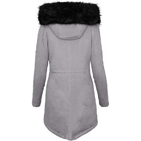 LCMTWX Womens Fleece Lined Raincoat Overcoat Casual Winter Slim Women's Coat Hooded Trench Coats Rain Jacket Womens With