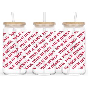 Custom UVDTF Glass Decal - 3pcs Ready to Transfer Prints for 16oz Glass Cans - DIY Personalized Design - Easy Apply Stickers