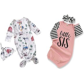 AMAWMW Newborn Baby Girl Boy Sleeper Gown Long Sleeve Nightgown Pajamas Gifts Stuff Essential Outfit