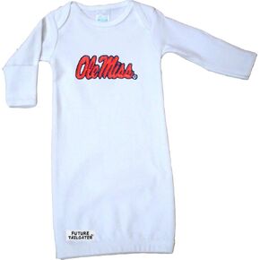Mississippi Ole Miss Rebels Baby White Layette Gown 0-3 Months
