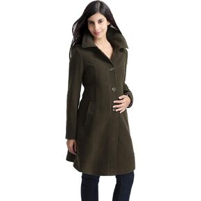 Momo Maternity Outerwear Women Carina Hooded A-Line Wool Coat Pregnancy Winter Jacket Medum