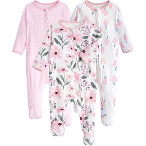 Yoofoss Baby Pajamas 100% Cotton Baby Sleepers for Newborn 0-3 3-6 6-9 Months Boys Girls Clothes 3Pack Soft Footed PJs
