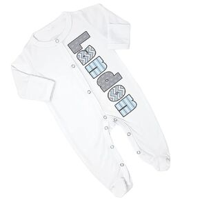 New Baby Boy's Printed Nautical Anchor Personalized Infant Footed Sleeper Coming Home Outfit