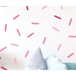 Pink Ombre Confetti Sprinkles Wall Decals (1 inch x 5 inch confetti - 160 Decals total) Easy Peel and Stick Matte Finish Removable Decals Safe on Painted Walls