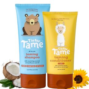 T مخصص لـ Tame Baby Shampoo و Syndyer for turls-مجموعة العناية بالشعر الخالية من الدمعة على الأطفال والأطفال الصغار والأطفال-التحكم الطبيعي في زيت جوز الهند وزيوت عباد الشمس