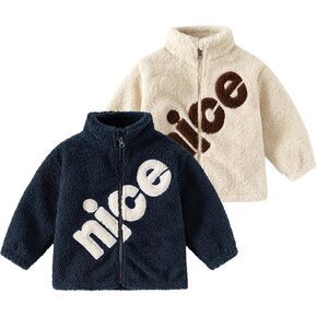 Toddler Boys Girls' Sherpa Fleece Jacket Kids Fuzzy Pullover Zip up Loose Fit Sweatshirt Jacket Winter Coat Baby Jacket