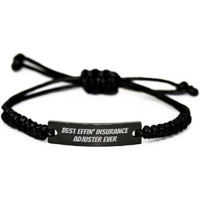 Funny Insurance Adjuster Rope Bracelet Gifts for Men, Women, Friends, Coworkers, Family - Best Effin' Insurance Adjuster Ever Quote, Christmas Unique Gifts from Friends, Coworkers, Family