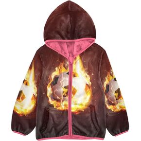 Toddler Fleece Jacket Boys Girls Hooded Zipper Pink Kids Warm Coat Hoodie Size 3-10T