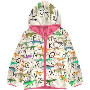 Toddler Fleece Jacket Boys Girls Hooded Zipper Pink Kids Warm Coat Hoodie Size 3-10T