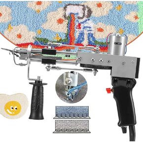 XiVue Pistola per trapuntatura tappeti 2 in 1, (Pelo tagliato + Pelo ad anello), 2400 Giri/min, 5-43 punti/sec, Altezza del Pelo regolabile da 7 a 24 mm, per professionisti e principiant