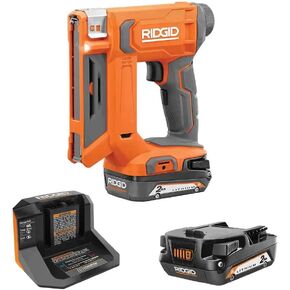18V Cordless 3/8 in. Crown Stapler Kit 2.0 Ah Battery, Charger, and Extra 2.0 Ah Battery