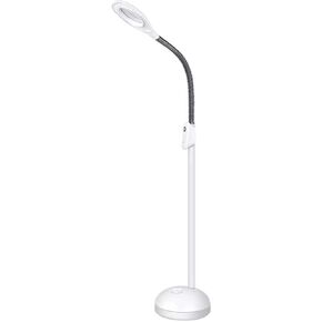 5X Magnifying Floor Lamp with Full Spectrum Daylight Light, Adjustable Height & Gooseneck for Crafts, Reading, & Professional Use
