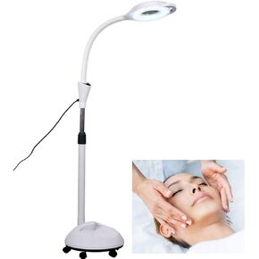 8X Magnifying Floor Lamp with Adjustable Swivel Arm & Rolling Stand for Skincare, Beauty, Tattoo, Manicure, Salon