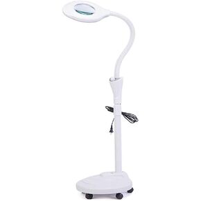 16X Magnifying Floor Lamp with 360° Rotation, Adjustable Light, Rolling Stand for Salon, Beauty, Makeup, Nail & Tattoo Use